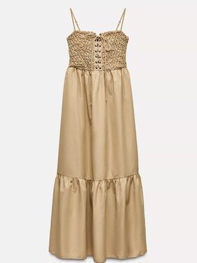 Zara Tied Poplin Midi Dress